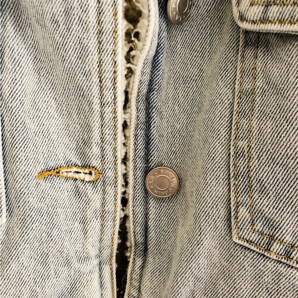 Pacsun Faux Sherpa Fleece Lined Denim Jacket Light Wash Grunge Vibes Warm - Picture 5 of 9